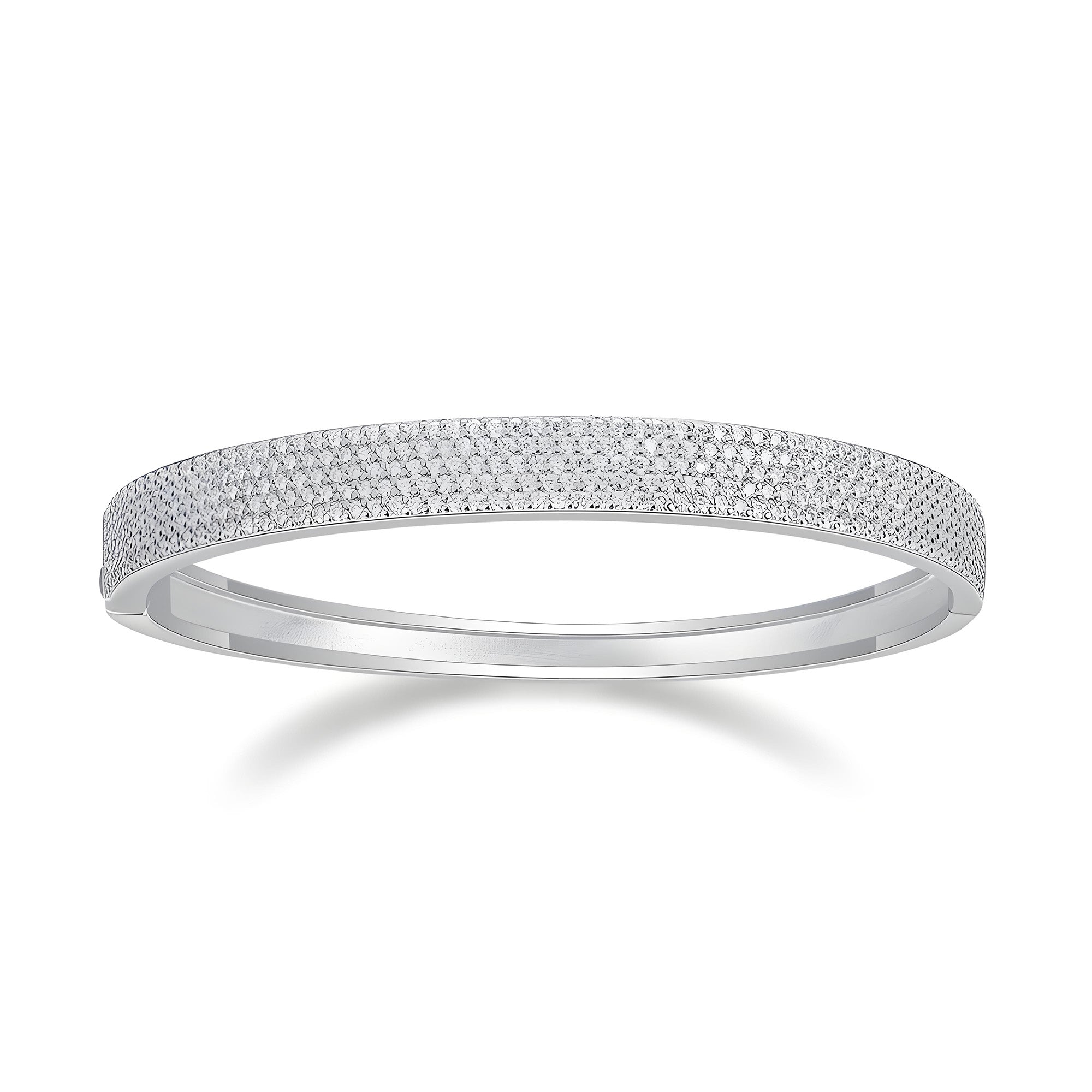 Moissanite Tennis Bangle in Four Row Micro Pave Setting - La Pretti